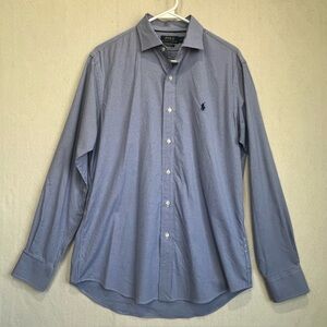 Polo Ralph Lauren Men's Gingham Performance Nylon Button Up Shirt Sz M Blue